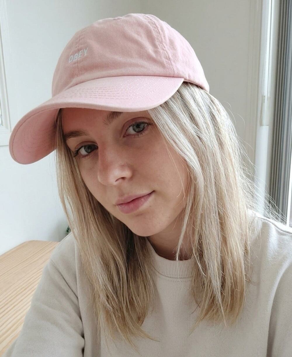 OBEY Worldwide Strapback Hat Pale Pink Embroidered Cotton Cap OSFA